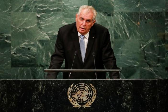 Czech Republic's President Milos Zeman addresses the United Nations General Assembly in the Manhattan borough of New York, U.S. September 21, 2016.   REUTERS/Eduardo Munoz