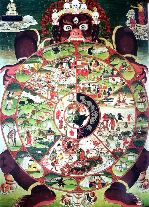 具有西藏传统绘画风格的拉萨之图
