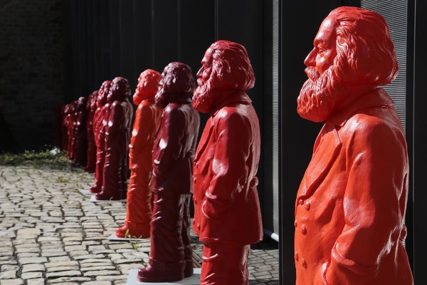 TRIER, GERMANY - MAY 05: Some of the 500, one meter tall statues of German political thinker Karl Marx on display on May 5, 2013 in Trier, Germany. The statues, created by artist Ottmar Hoerl, are part of an exhibition at the Museum Simeonstift Trier commemorating the 130th anniversary of the death of Marx in 1883. Marx, who was born in Trier, is the author of The Communist Manifesto, and his ideas on the relationship between labour, industry and capital created the ideological foundation for socialist and communist movements across the globe. (Photo by Hannelore Foerster/Getty Images)