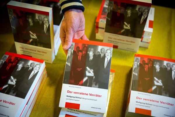 GERMANY, Berlin, 6/22/2015, Book release for "The Betrayed Traitor" by Alexander Kobylinski (author) in the Sophienkirche (a Protestant church in Berlin). After the reading, there was a talk between Alexander Kobylinski (author) and Roland Jahn (the Federal Commissioner for the Records of the State Security Service of the former GDR). Here: the book "The Betrayed Traitor" © Gordon Welters phone +49-170-8346683 e-mail: mail@gordonwelters.com http://www.gordonwelters.com