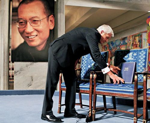 刘晓波先生因缺席诺贝尔颁奖的空椅子