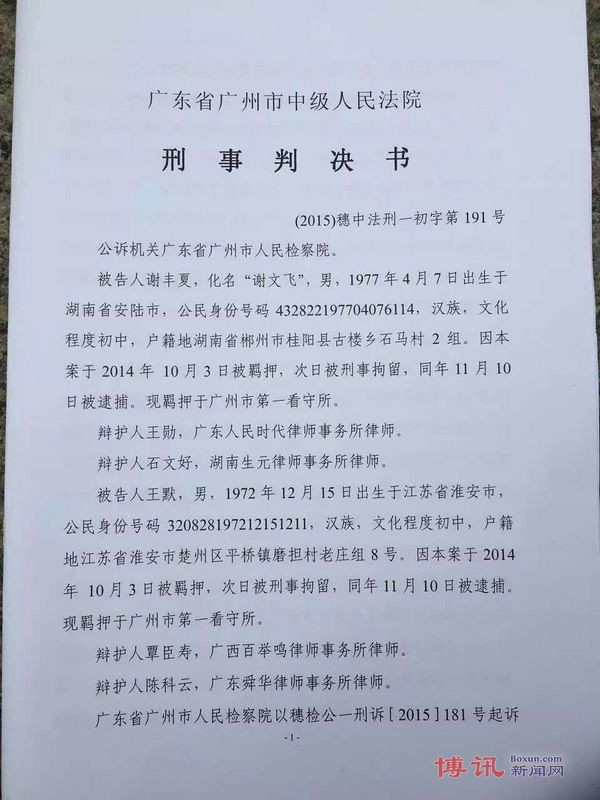 谢文飞-王默案判决书1