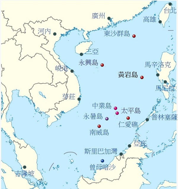 黄岩岛礁盘周长达55公里，环围面积达150平方公里，比目前中国控制的南沙群岛第一大岛美济岛还大两三倍。（斯卡伯勒浅滩，Scarborough Shoal）