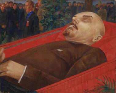 油画1 库兹马·彼得罗夫·沃德金：《列宁棺旁》1924年