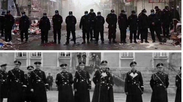 网上北京驱逐“低端人口”与纳粹“水晶夜”照片并列比对